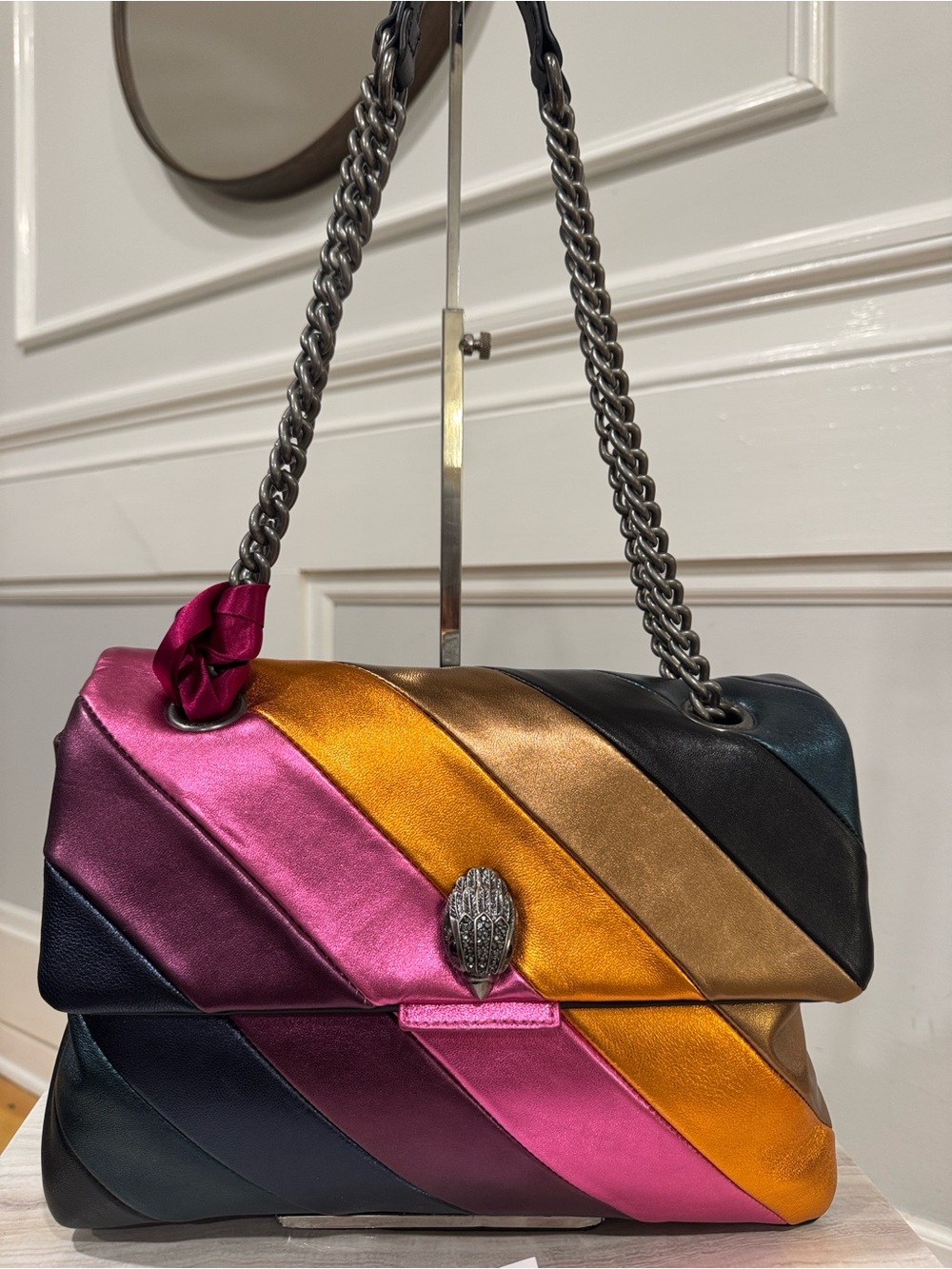 Kurt Geiger Bag Large Kensington Leather Metallic Multicolor Shoulder Bag NWT - Picture 6 of 17